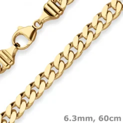 6,3mm Panzerkette Goldkette Collier Halskette aus 333 Gold Gelbgold 60cm