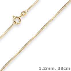 1,2mm Panzerkette Goldkette Collier Halskette aus 585 Gold Gelbgold 38cm
