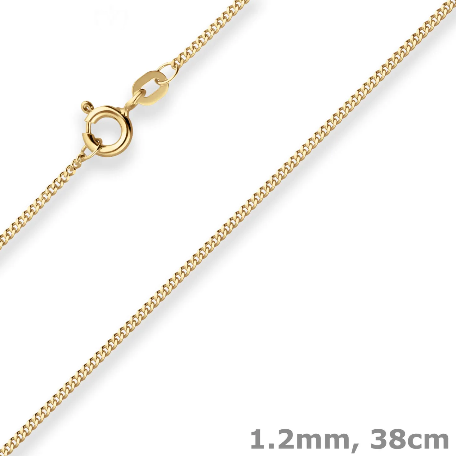1,2mm Panzerkette Goldkette Collier Halskette aus 585 Gold Gelbgold 38cm
