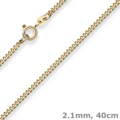 2,1mm Panzerkette Goldkette Collier Halskette aus 333 Gold Gelbgold 40cm