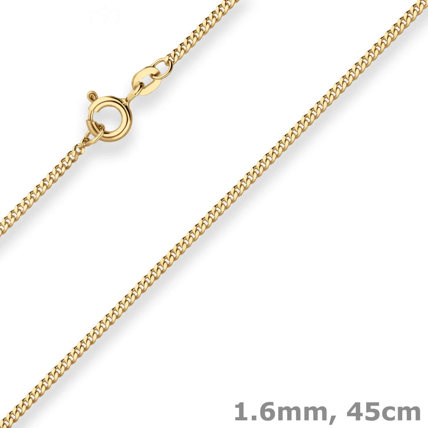 1,6mm Panzerkette Goldkette Collier Halskette aus 585 Gold Gelbgold 45cm