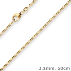 2,1mm Panzerkette Goldkette Collier Halskette aus 375 Gold Gelbgold 50cm