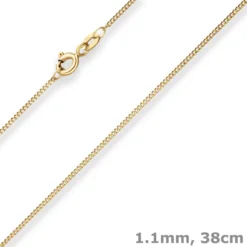 1,1mm Panzerkette Goldkette Collier Halskette aus 585 Gold Gelbgold 38cm