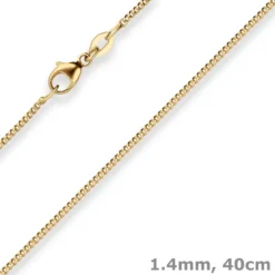 1,4mm Panzerkette Goldkette Collier Halskette aus 375 Gold Gelbgold 40cm