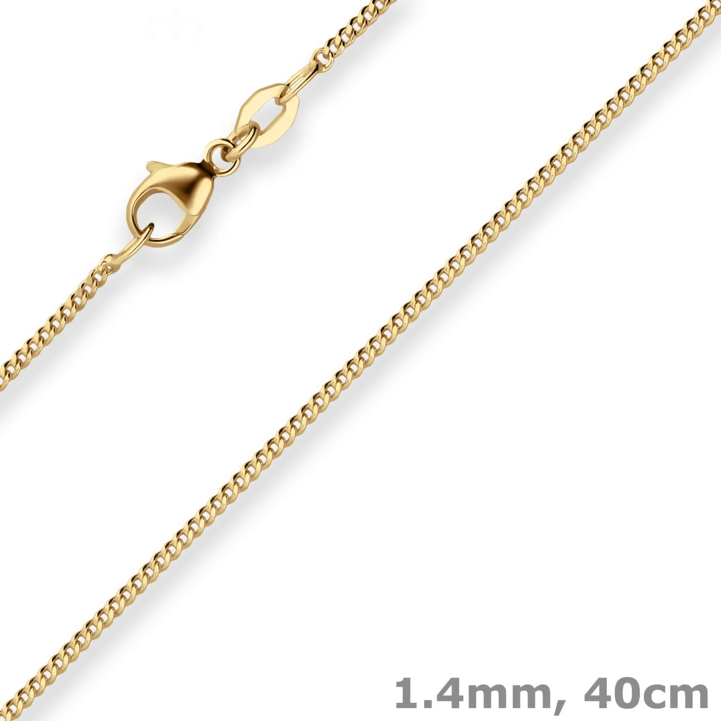 1,4mm Panzerkette Goldkette Collier Halskette aus 375 Gold Gelbgold 40cm