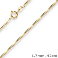 1,7mm Panzerkette Goldkette Collier Halskette aus 375 Gold Gelbgold 42cm