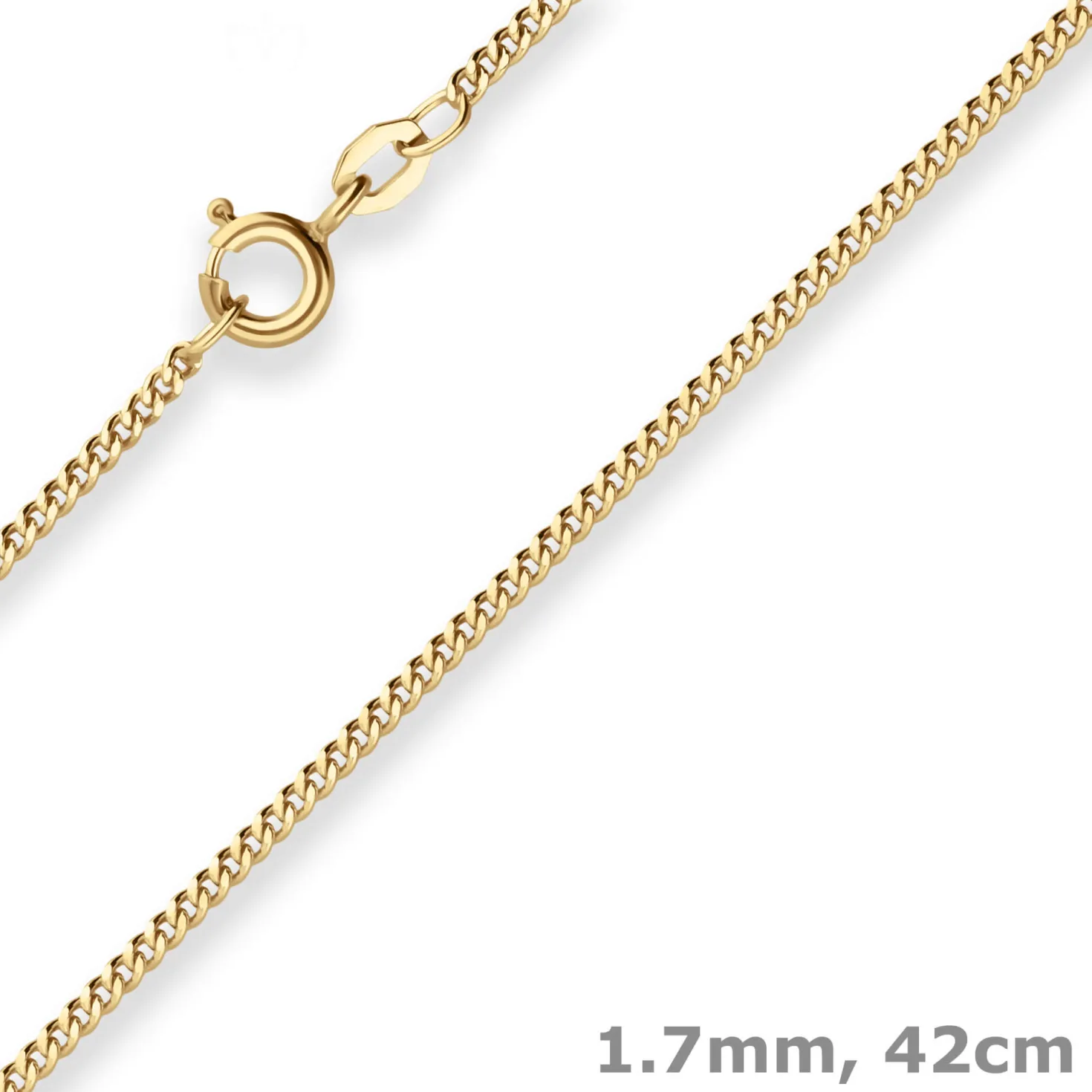 1,7mm Panzerkette Goldkette Collier Halskette aus 375 Gold Gelbgold 42cm