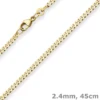 2,4mm Panzerkette Goldkette Collier Halskette aus 585 Gold Gelbgold 45cm