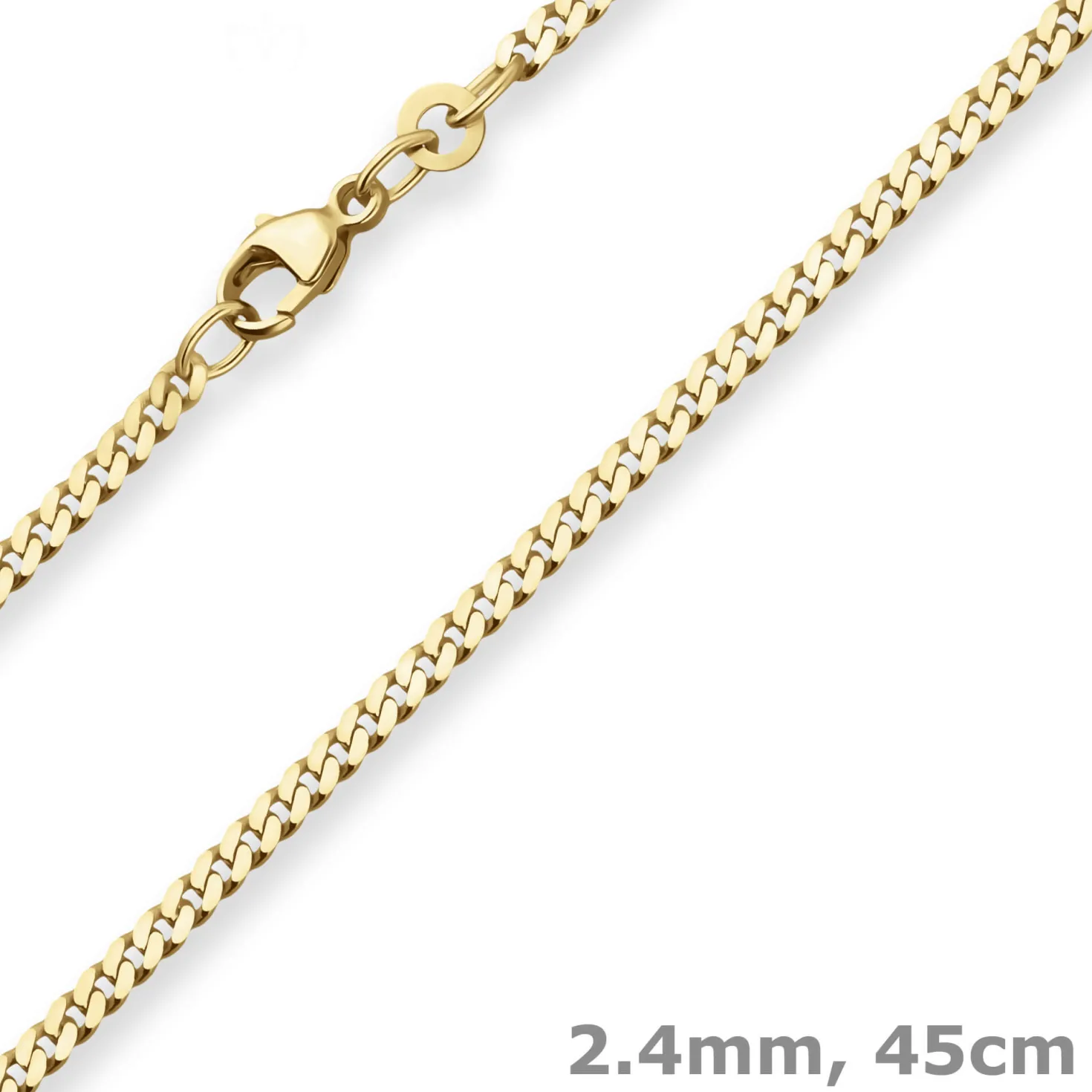 2,4mm Panzerkette Goldkette Collier Halskette aus 585 Gold Gelbgold 45cm
