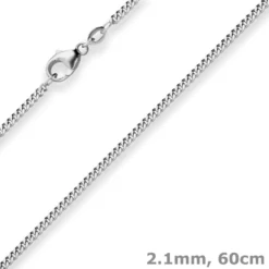 2,1mm Panzerkette Goldkette Collier Halskette aus 750 Gold Weißgold 60cm