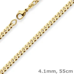 4,1mm Panzerkette Goldkette Collier Halskette aus 585 Gold Gelbgold 55cm