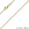 1,1mm Panzerkette Goldkette Collier Halskette aus 375 Gold Gelbgold 38cm