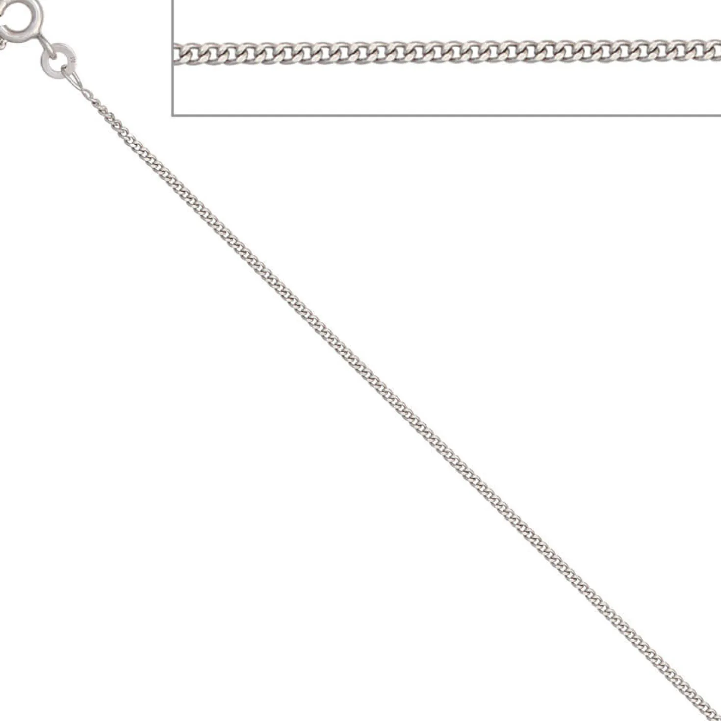 1,3mm Panzerkette Halskette Collier Goldkette 585 Gold Weißgold 45cm