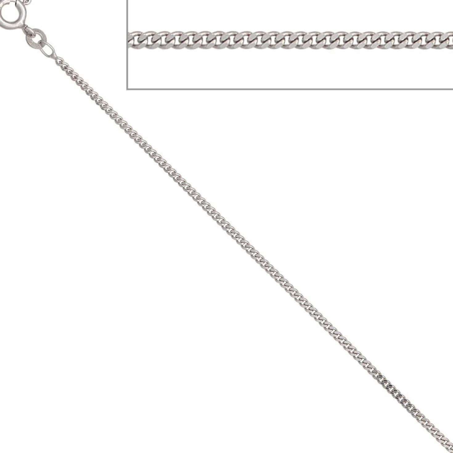 1,7mm Panzerkette Halskette Collier Goldkette 585 Gold Weißgold 36cm