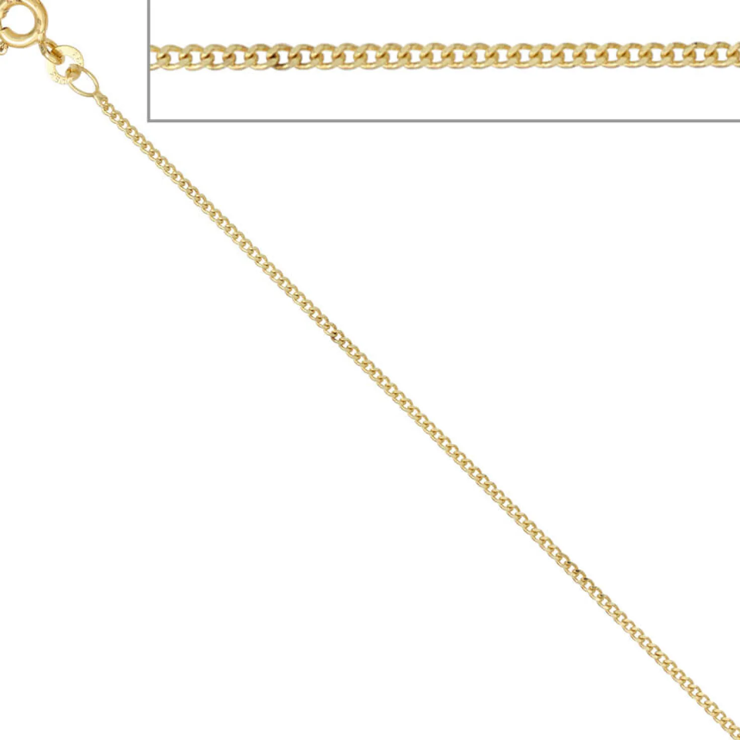 1,3mm Panzerkette Halskette Collier Goldkette 333 Gelbgold Gold 36cm