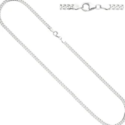 3,6mm Panzerkette Halskette Collier aus 925 Silber rhodiniert 45cm