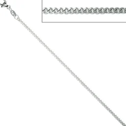 1,7mm Panzerkette Halskette Collier 925 Silber rhodiniert 45cm Karabiner