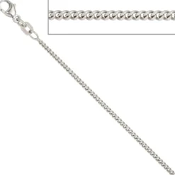1,7mm Panzerkette Halskette Collier 925 Silber rhodiniert 45cm Karabiner