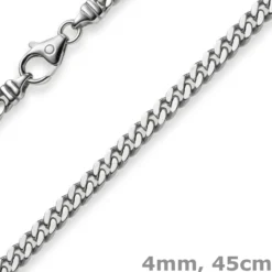 4mm Panzerkette Kette Collier aus 750 Gold Weißgold, Goldkette, 45cm