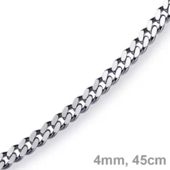 4mm Panzerkette Kette Collier aus 750 Gold Weißgold, Goldkette, 45cm