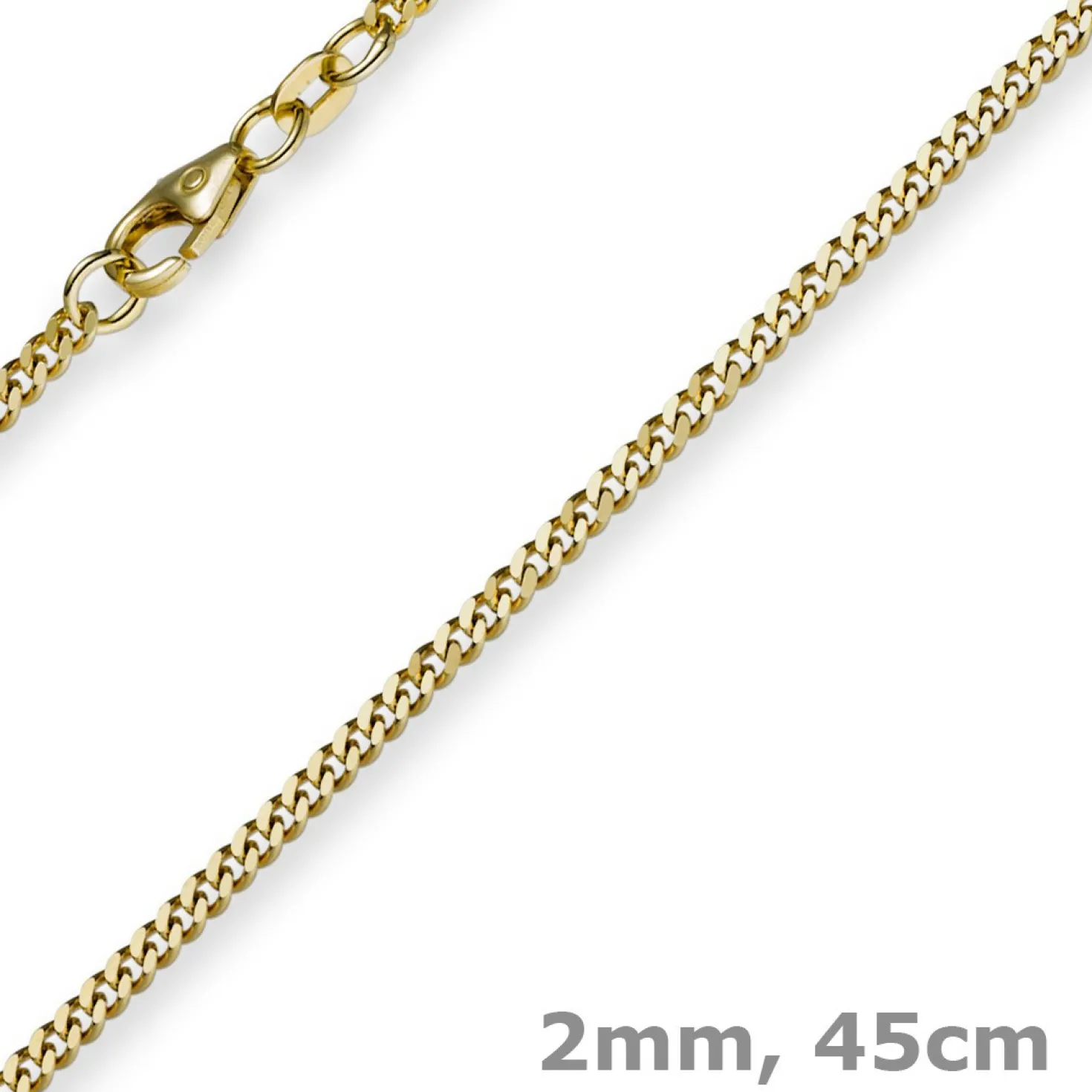 2mm Panzerkette Kette Collier aus 750 Gold Gelbgold, Goldkette, 45cm