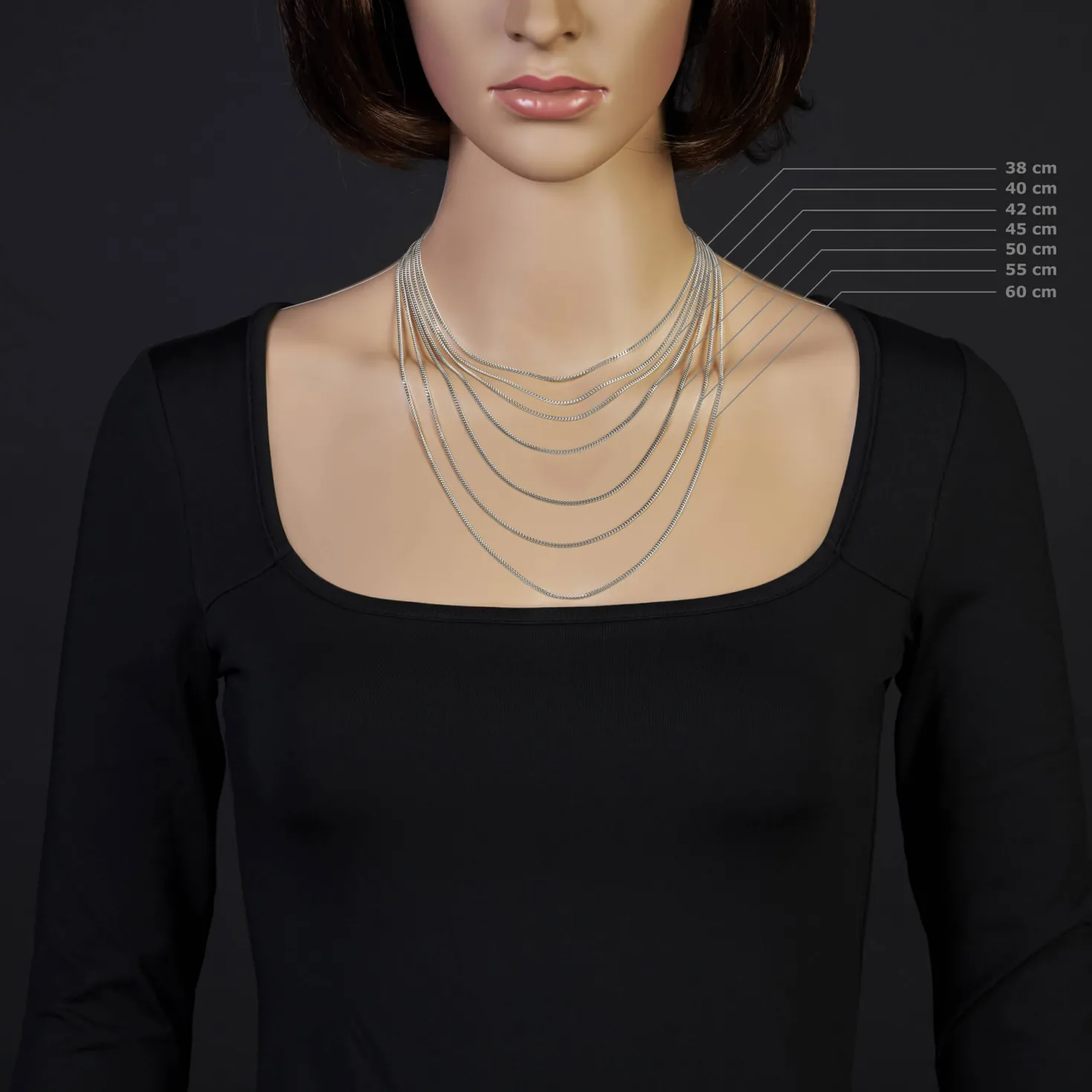 1,5mm Panzerkette Kette Collier aus 585 Gold Weißgold Halsschmuck 40cm