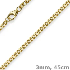 3mm Panzerkette Kette Collier aus 750 Gold Gelbgold, Goldkette, 45cm