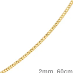 2mm Panzerkette Kette Collier aus 585 Gold Gelbgold, Goldkette, 60cm