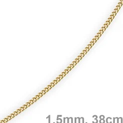 1,5mm Panzerkette Kette Collier aus 585 Gold Gelbgold, Goldkette, 38cm