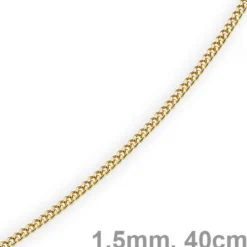 1,5mm Panzerkette Kette Collier aus 585 Gold Gelbgold, Goldkette, 40cm