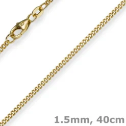 1,5mm Panzerkette Kette Collier aus 585 Gold Gelbgold, Goldkette, 40cm