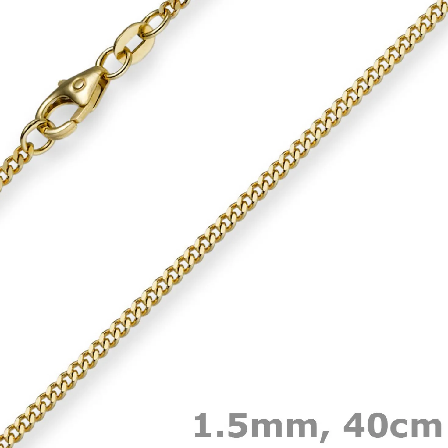 1,5mm Panzerkette Kette Collier aus 585 Gold Gelbgold, Goldkette, 40cm