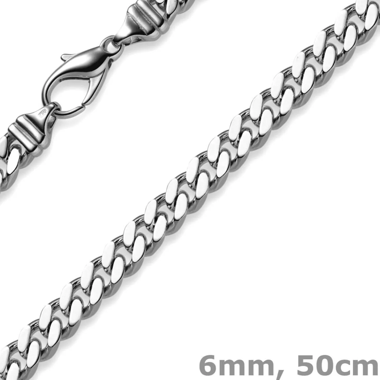 6mm Panzerkette Kette Collier aus 585 Gold Weißgold massiv 50cm Goldkette