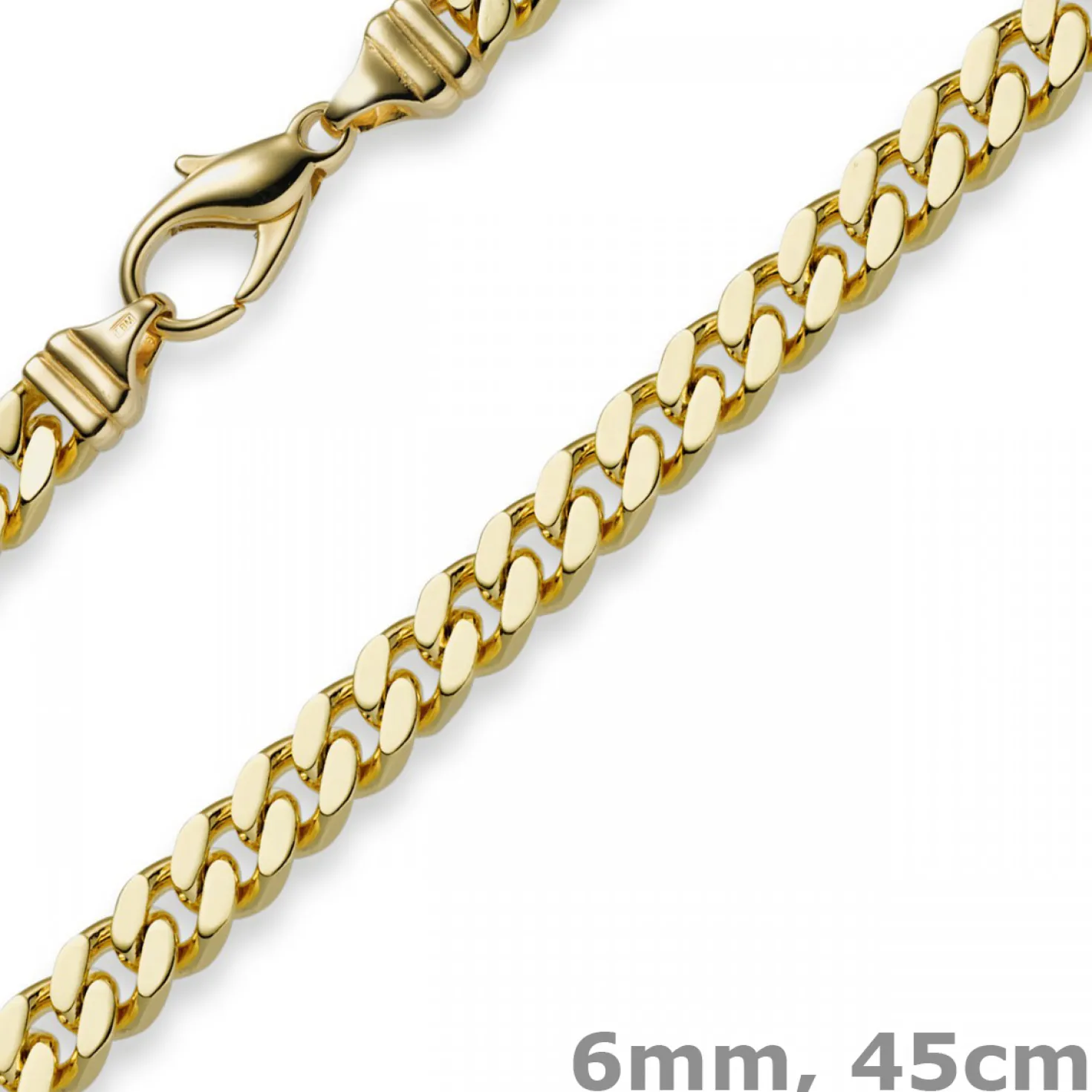 6mm Panzerkette Kette Collier aus 750 Gold Gelbgold, Goldkette, 45cm