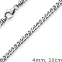 4mm Panzerkette Kette Collier aus 750 Gold Weißgold, Goldkette, 50cm