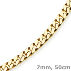 7mm Panzerkette Kette Collier diamantiert, 750 Gold Gelbgold massiv, 50cm