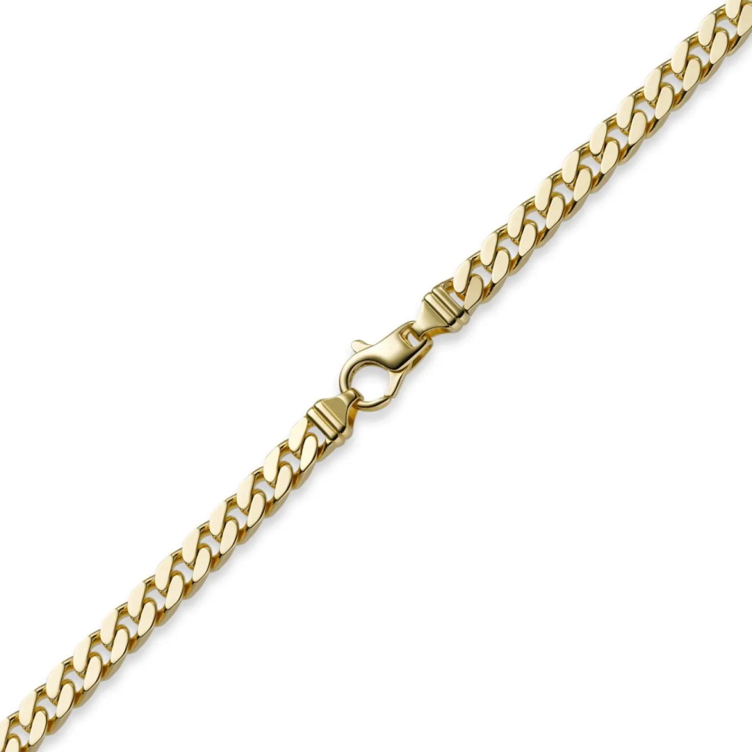7mm Panzerkette Kette Collier diamantiert, 750 Gold Gelbgold massiv, 50cm
