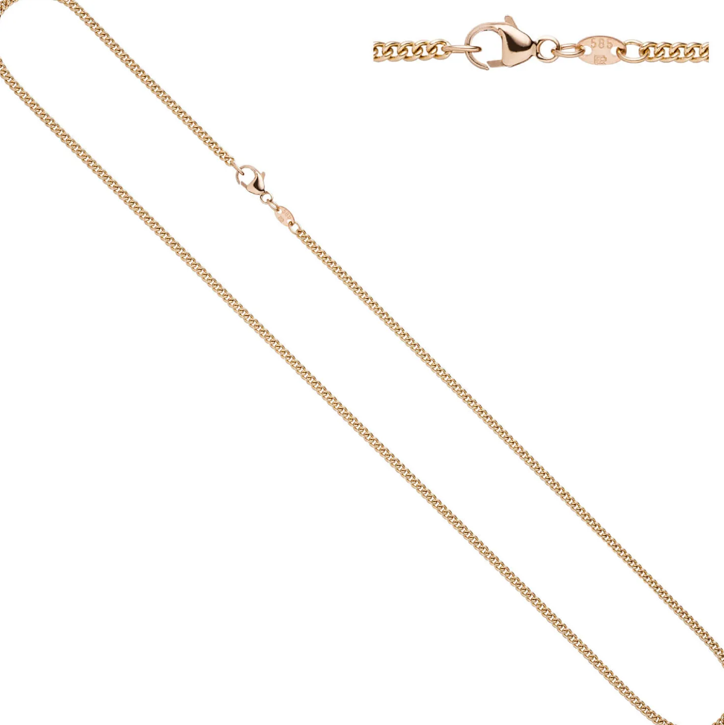 2,0mm Panzerkette Kette Collier, 585 Gold Rotgold, 50cm