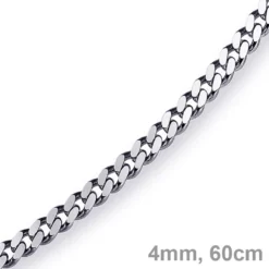 4mm Panzerkette Kette Collier aus 585 Gold Weißgold, Goldkette, 60cm