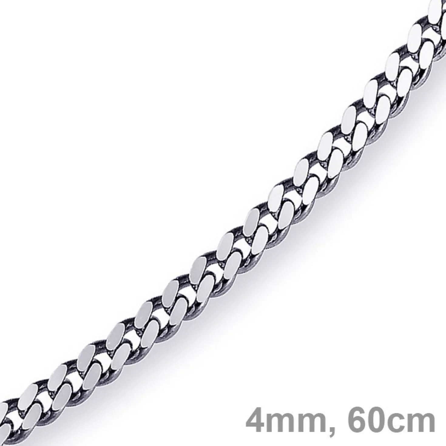 4mm Panzerkette Kette Collier aus 585 Gold Weißgold, Goldkette, 60cm