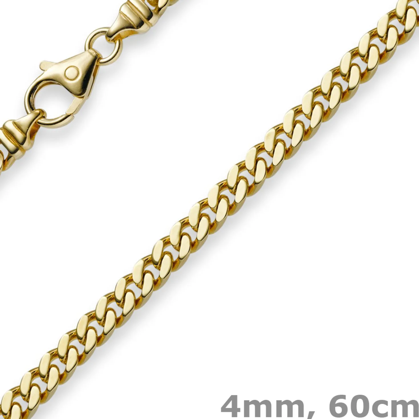 4mm Panzerkette Kette Collier aus 750 Gold Gelbgold, Goldkette, 60cm
