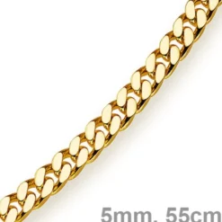 5mm Panzerkette Kette Collier aus 585 Gold Gelbgold, Goldkette, 55cm