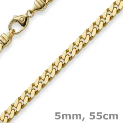 5mm Panzerkette Kette Collier aus 585 Gold Gelbgold, Goldkette, 55cm