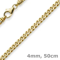 4mm Panzerkette Kette Collier aus 585 Gold Gelbgold, Goldkette, 50cm
