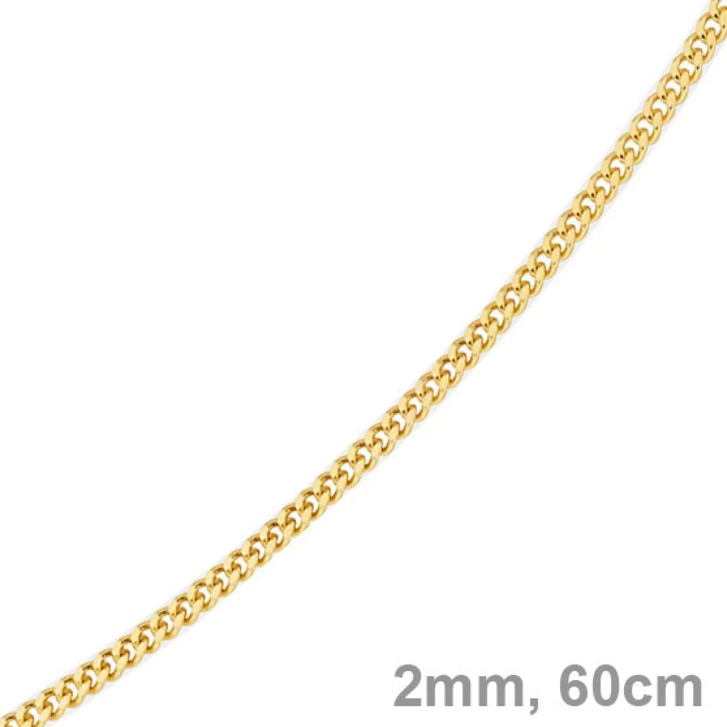 2mm Panzerkette Kette Collier aus 750 Gold Gelbgold, Goldkette, 60cm