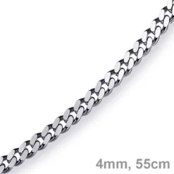 4mm Panzerkette Kette Collier aus 585 Gold Weißgold, Goldkette, 55cm