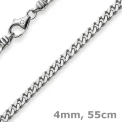 4mm Panzerkette Kette Collier aus 585 Gold Weißgold, Goldkette, 55cm