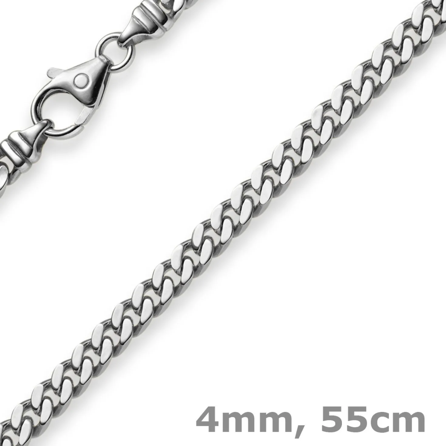 4mm Panzerkette Kette Collier aus 585 Gold Weißgold, Goldkette, 55cm