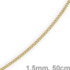 1,5mm Panzerkette Kette Collier aus 585 Gold Gelbgold, Goldkette, 50cm