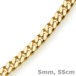 5mm Panzerkette Kette Collier diamantiert, 750 Gold Gelbgold massiv, 55cm